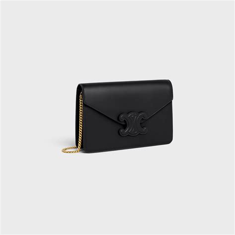 celine wallet on chain triomphe in shiny calfskin|celine wallet 24s.